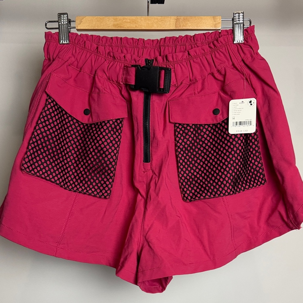 Free People Movement Women’s Pink Utility Mesh-Pocket Shorts Size M